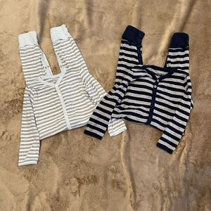 Burt's Bees Baby Long Sleeved Pullover Striped Pajama Sets - Gray and Navy